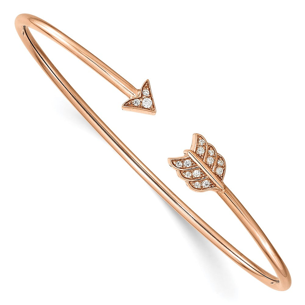 14kr 1/10ct Lab Grown Dia VS/SI+ G+ Comp Arrow Cuff Bangle